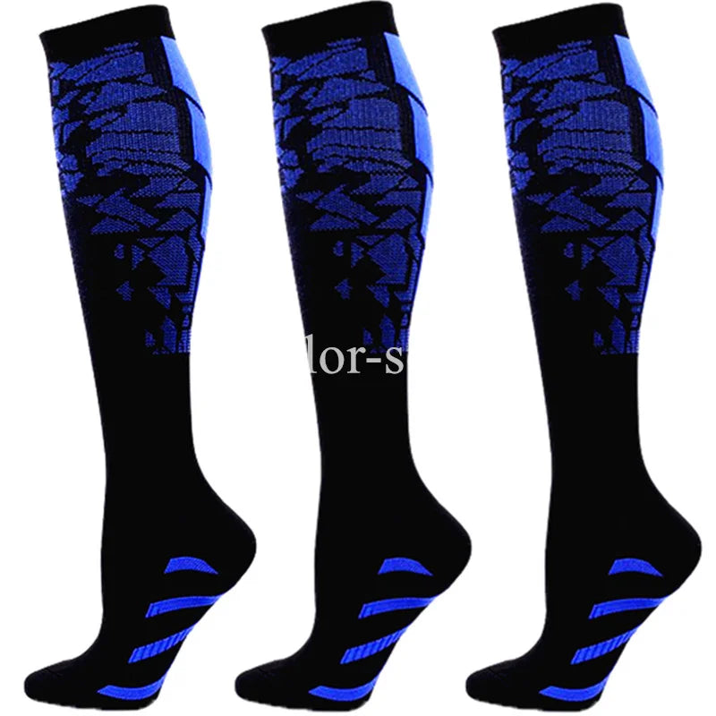Compression Sports Socks - 3 Pairs Anti Slip Knee High Socks for Football & Basketball