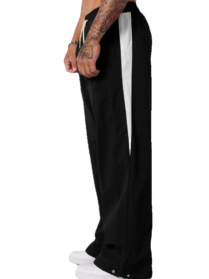 Autumn New Casual Pants Men’s Loose Cotton Casual Pants Wide-Leg Trendy Sports Patchwork Long Pants American-Style Sweatpants