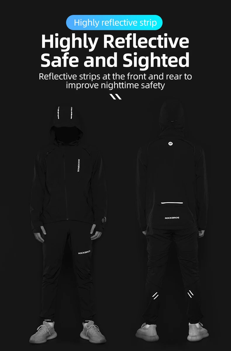 ROCKBROS Men Cycling Jackets Spring Summer Breathable Quick Dry Bike Hooded Jacket MTB Road Sports Cycling Tops Coat Windbreak