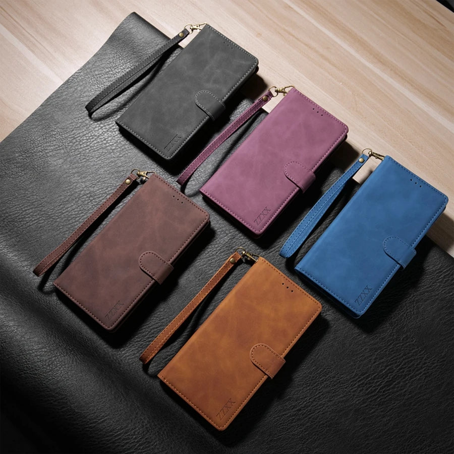 Wallet Skin-friendly With Card Slot Bracket Magnetic Flip Case For Apple iPhone Air 17 Pro Max 16e 15 Plus 14 13 12 11 XR Cover