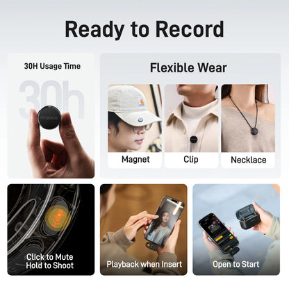 MAONO Wave T5 Wireless Lavalier Lapel Microphone Mini Noise Cancellation Mic for Video Recording Streaming Fit for Phones Camera