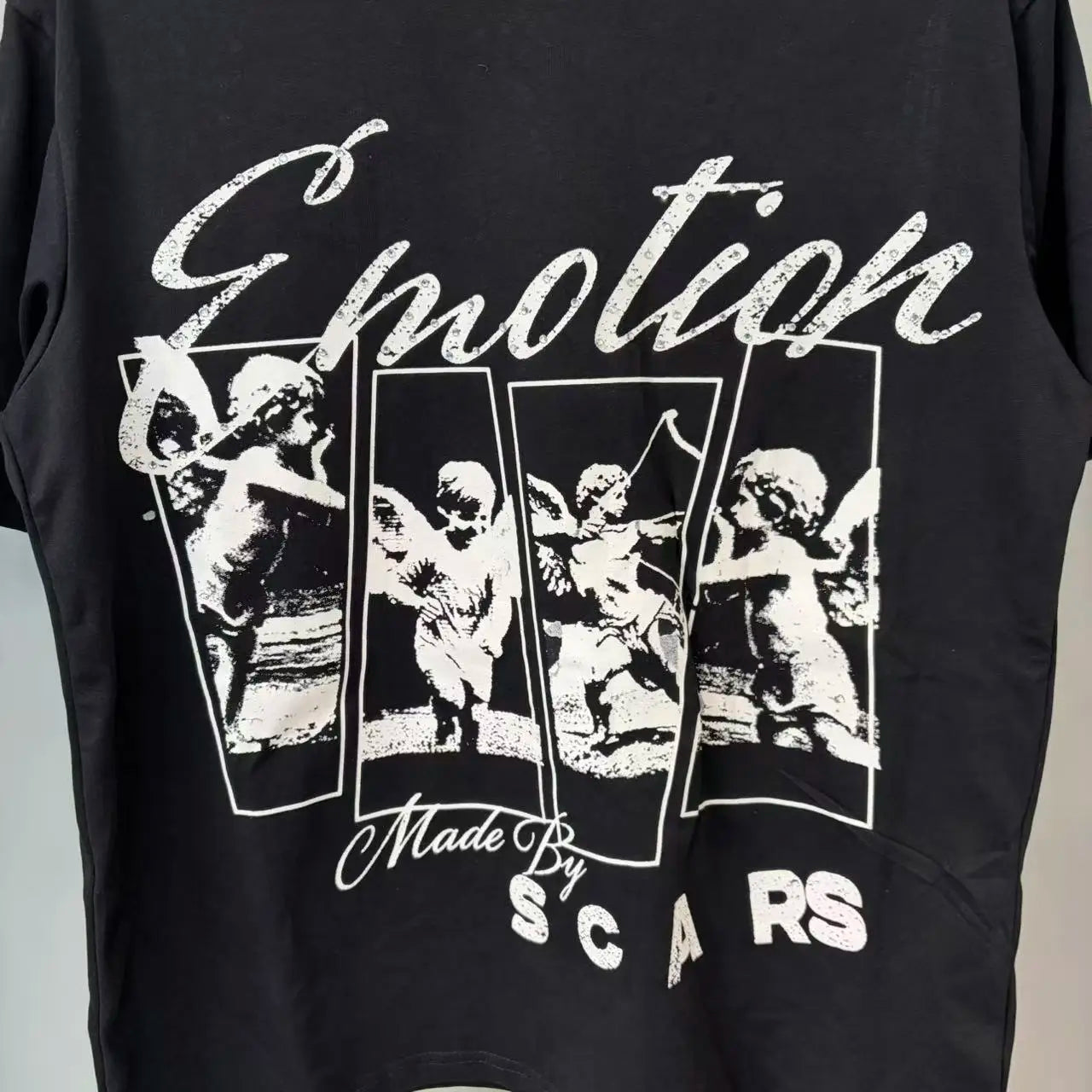 141# New fashion trend brand MIXEDEMOTION printing Shirt Streetwear Cotton Loose Round Neck Oversized Tee Top men t-shirt