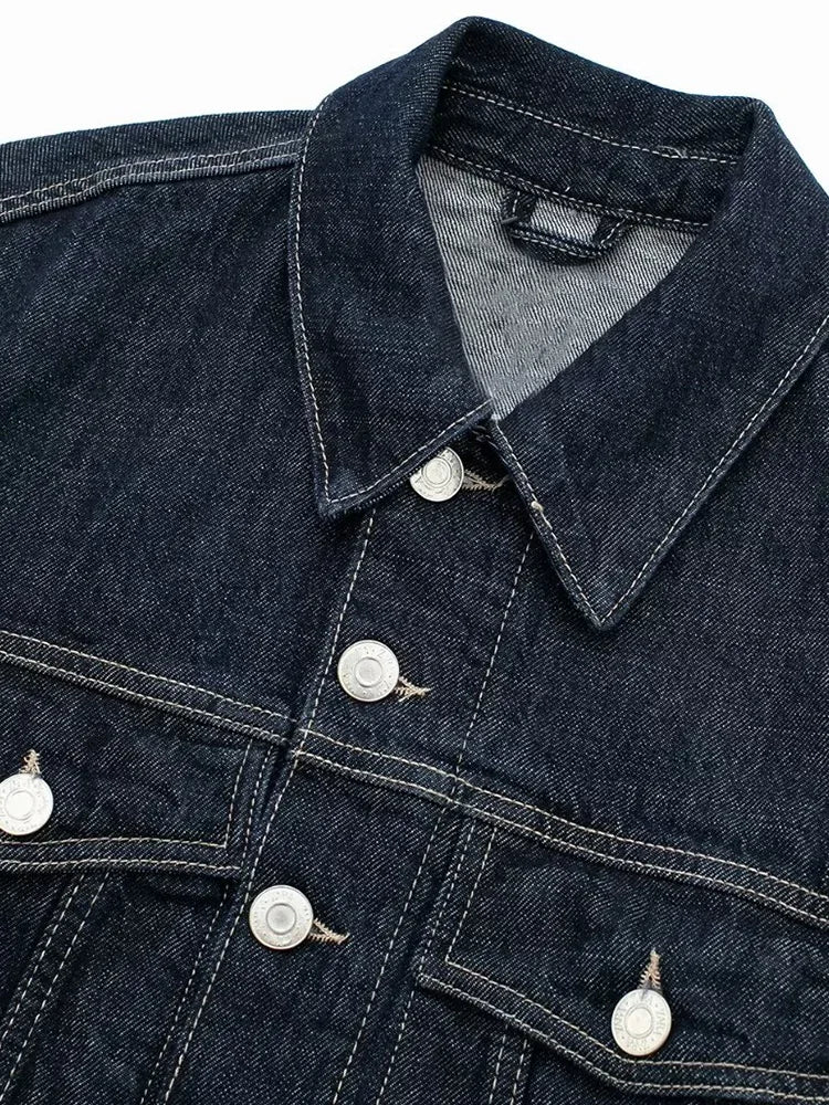 Women Denim Jacket – Single Breasted Blue Vintage Lapel Jacket With Pockets