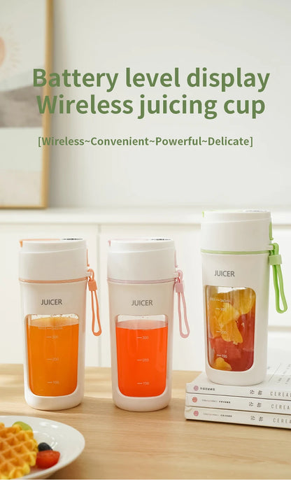 Portable Mini Electric Juicer - Multifunction Fruit Blender with 6 Blades Smoothie Maker 1200mAh