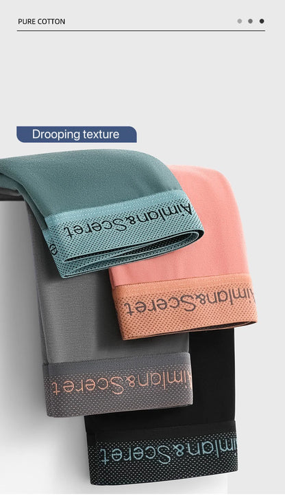 4Pcs Men Underwear Sporty Boxers Plus Size Youth Boxer Shorts Comfortable Breathable Flat Pants Men's Square Panties Briefs Gift