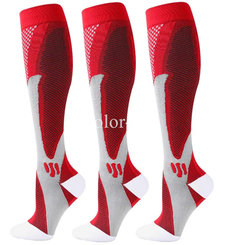 Compression Sports Socks - 3 Pairs Anti Slip Knee High Socks for Football & Basketball