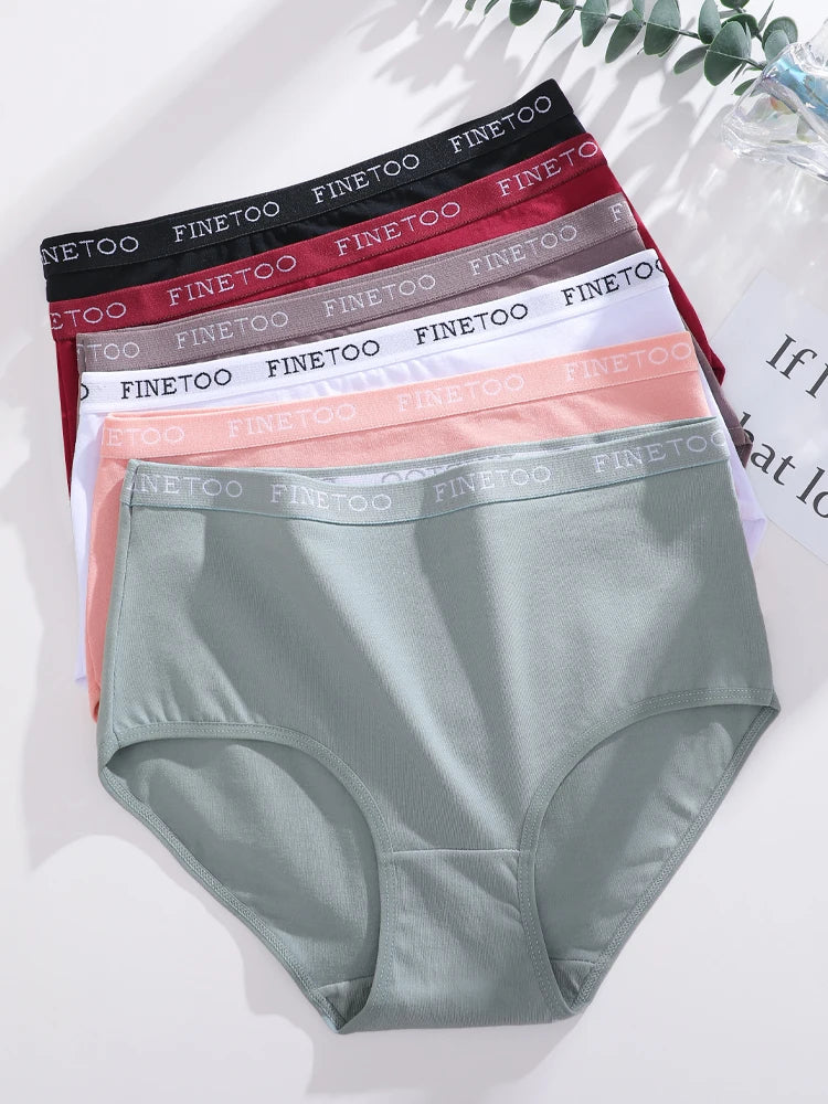 FINETOO 5PCS/Set Cotton High Waist Panties Women's Seamless Breathable Underwear Sexy Stretchy Comfort Briefs Lingerie S-XXL