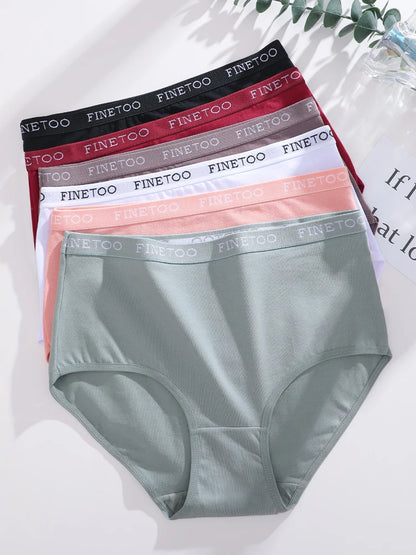 FINETOO 5PCS/Set Cotton High Waist Panties Women's Seamless Breathable Underwear Sexy Stretchy Comfort Briefs Lingerie S-XXL