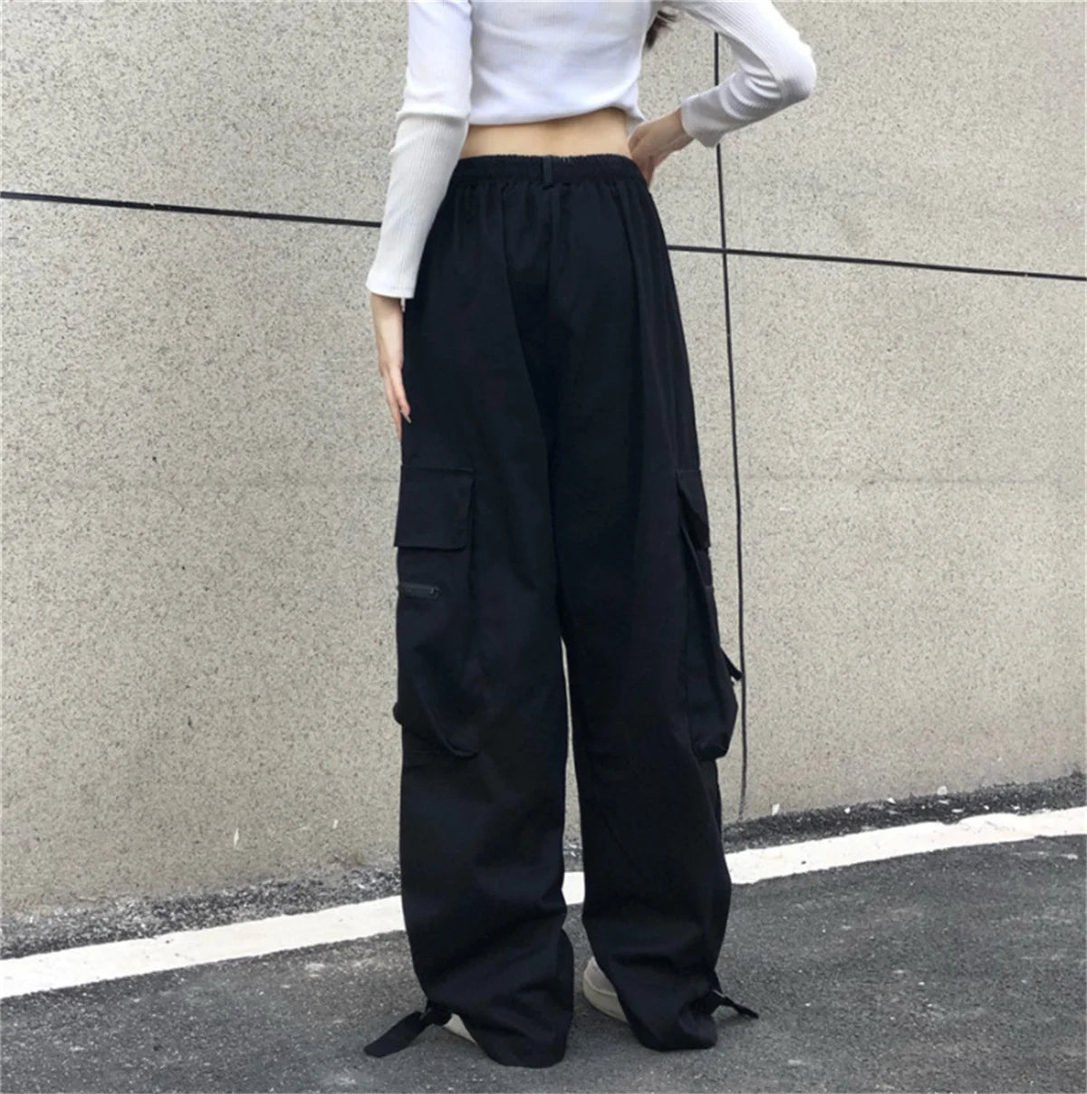 Red Cargo Pants Women Gothic Joggers High Waist Loose Female Hip Hop Trousers Korean Punk Pants Funny Capri Femme Sweatpants