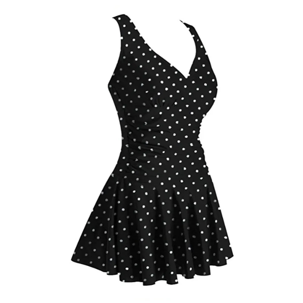 European and American Conservative Women's Large-size Printed Cherry One-piece Conservative Belly-covering and Slimming Swimsuit