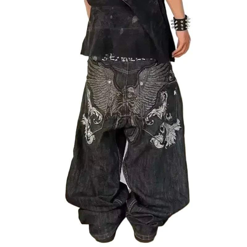 American Street Fashion Trend Big Pocket Loose Jeans Women Harajuku Y2K New Hip Hop Vintage Oversized Jeans Unisex Mopping Jeans