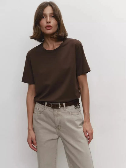 Cotton Summer Womens T-Shirt - Short Sleeve Loose Basic Top