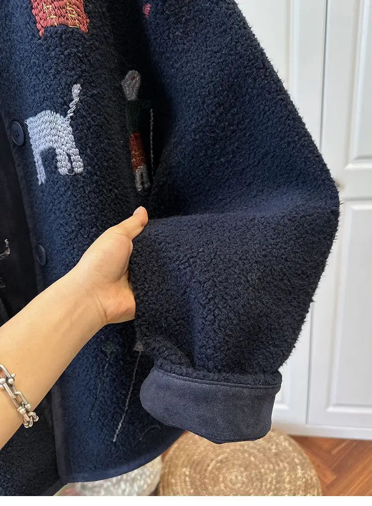 Lamb Wool Coat Women Fleece Sweatshirt Zipper Long Sleeve Jacket Warm Autumn Winter Jacket Loose Korean Fashion Streetwear New