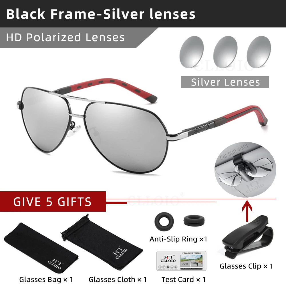 Polarized Pilot Sunglasses - Men's Driving Glasses with Aluminum Frame, UV400 Protection