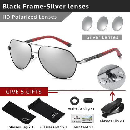 Polarized Pilot Sunglasses - Men's Driving Glasses with Aluminum Frame, UV400 Protection