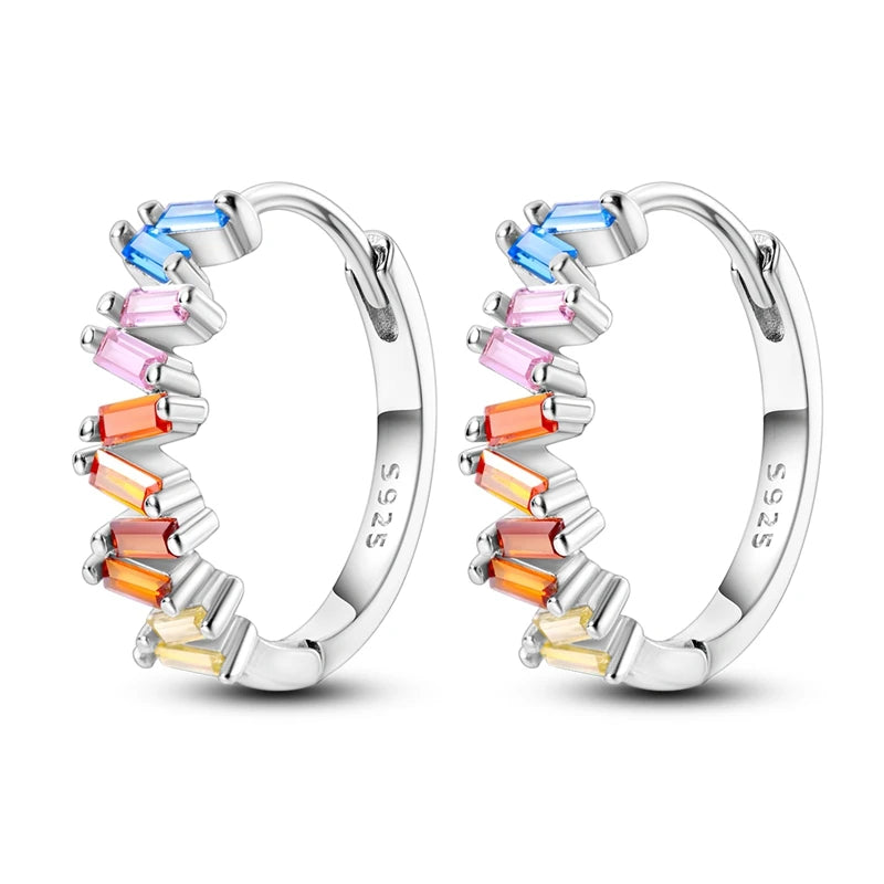 Sterling Silver Hoop Earrings – Zirconium Star Drop Style For Women’s Anniversary Jewelry Gift