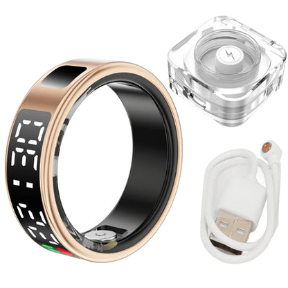 Fitness Sleep Smart Ring LED Display Screen Heart Rate Blood Oxygen Monitoring Outdoor Sports Modes IP68 & 5ATM Waterproof Ring
