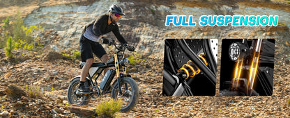 YVY K20 Lite 1500W Electric Bike for Adults 30MPH 48V 15.6Ah Off-road Trail 20*4 Inch Fat Tire E Bike 7 Speed Mountain Bike