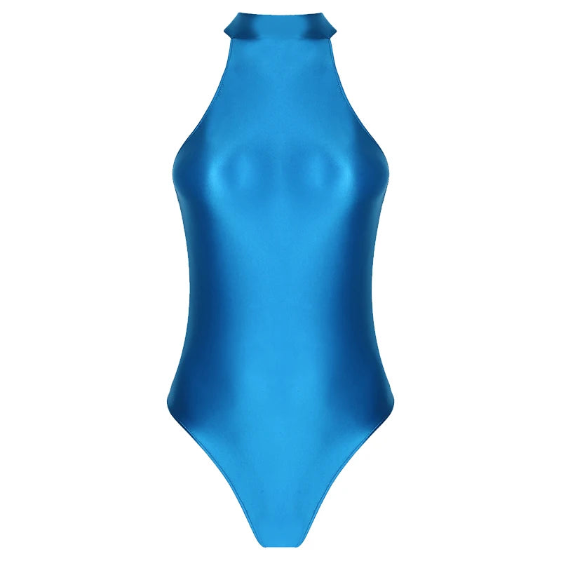Formal Gymnastics One-Piece Swimming Suit, Sleeveless, Stand-Up Collar, High Hip Gymnastics Suit, Tight Yoga One-Piece Dress