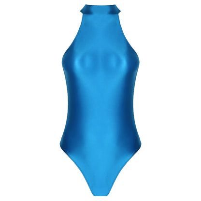 Formal Gymnastics One-Piece Swimming Suit, Sleeveless, Stand-Up Collar, High Hip Gymnastics Suit, Tight Yoga One-Piece Dress