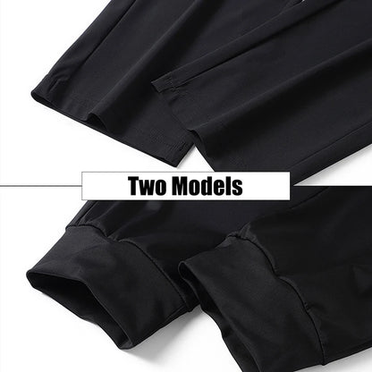 Men's Athletic Stretchy Ice Silk Quick Dry Pants Zipper Pockets Lightweight Sweatpants Outdoor Hiking Breathable Running Workout