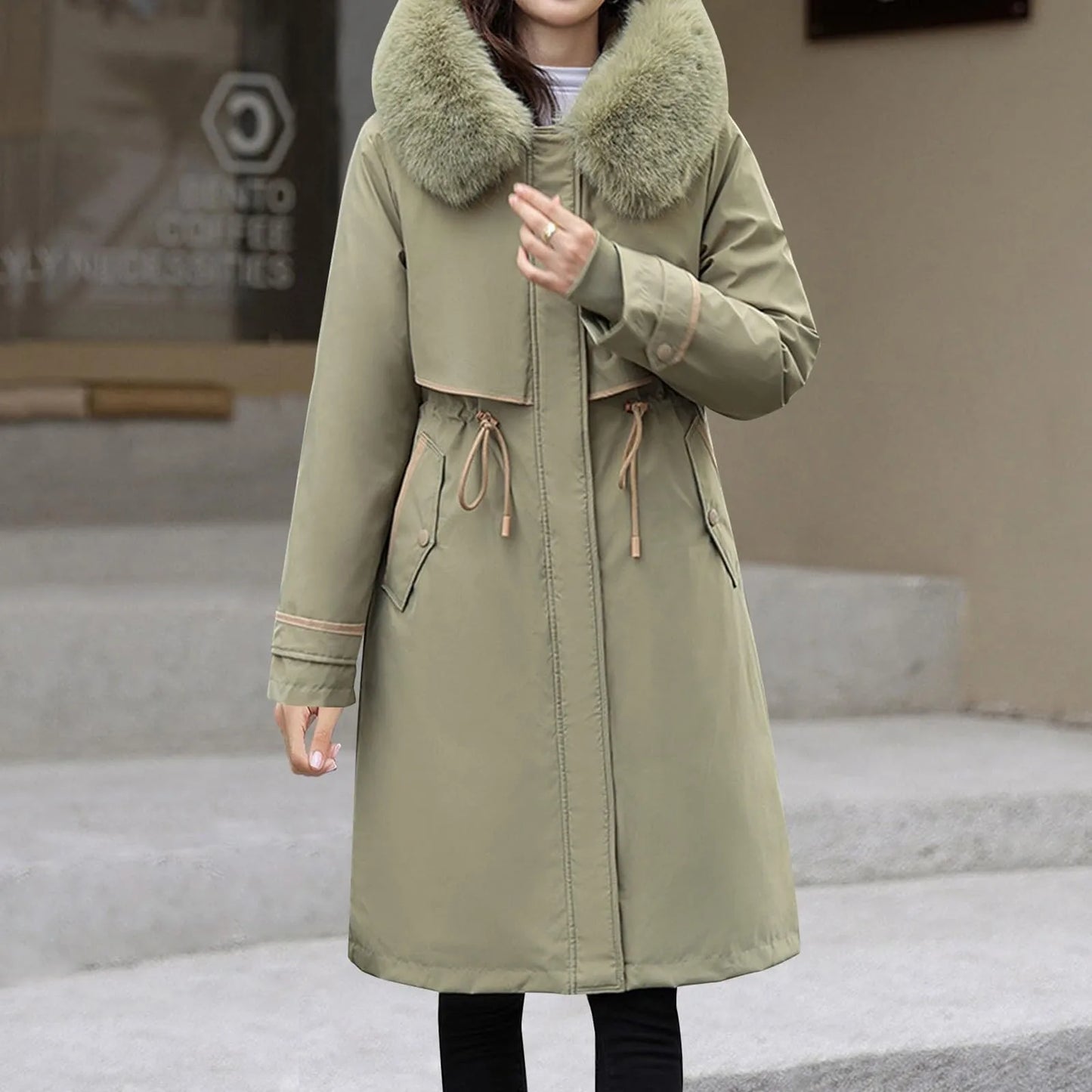 Korean Style Cotton Jacket – Women Winter Coat | Mid Length Zipper Closure Jacket