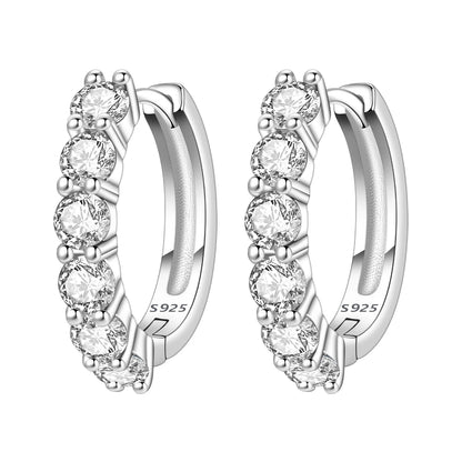 MISEFF Real 925 Sterling Silver Earring Gradual Change Green Blue Colored Zircon Hoop Earrings Engagement Wedding Jewelry Gifts