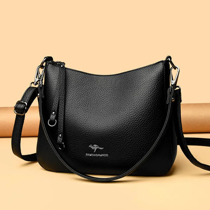 Pu Leather Handbag | Casual Female Tote With Interior Zipper Pocket & No Zipper Closure