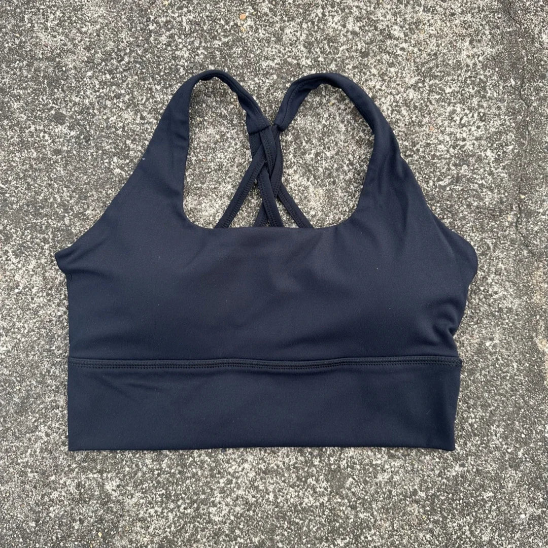 Solid Color Soft Tight Gym Yoga Underwear high strength shockproof Women Cross Back Fitness Bra Sport Top Comprehensive Butter