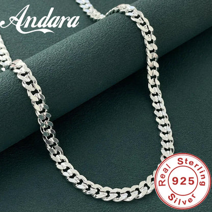 Hot high quality 925 Sterling silver charm 7MM Chain bracelets neckalces jewelry set for man women fashion Party wedding gifts