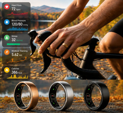 Smart Ring Men Women with Charging Case,Heart Rate Blood Oxygen,Pressure Monitor,Sleep monitoring 5ATM Waterproof For Android iOS