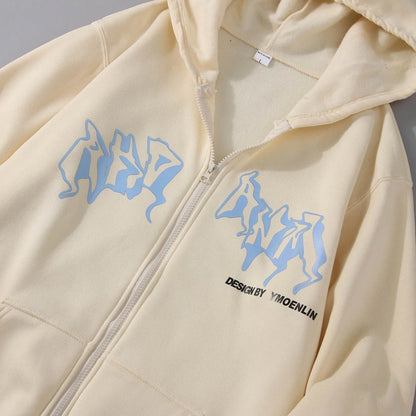Men'S Sweatshirts Hoodies Zip Up Jacket Zip Up Hoodies Hip Hop Sweatshirt Vintage Goth Print Hooded Jacket Sudaredaras Hombre