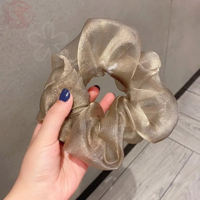 Summer Organza Silk Scrunchies Elastic Hair Bands for Women Fashion Hair Rope Ponytail Holder Ties Girl Hair Accessories