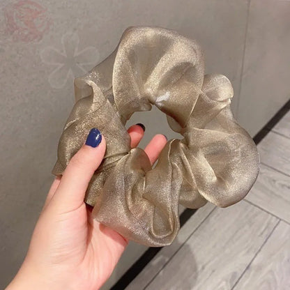 Summer Organza Silk Scrunchies Elastic Hair Bands for Women Fashion Hair Rope Ponytail Holder Ties Girl Hair Accessories