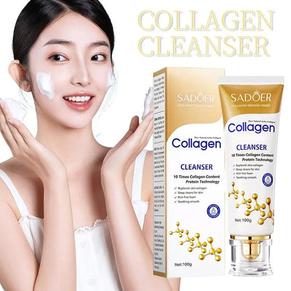 Collagen Cleansing Foam, Gentle Foaming Facial Cleanser With Collagen Face Wash For Deep Cleansing & Hydration Skincare 100g