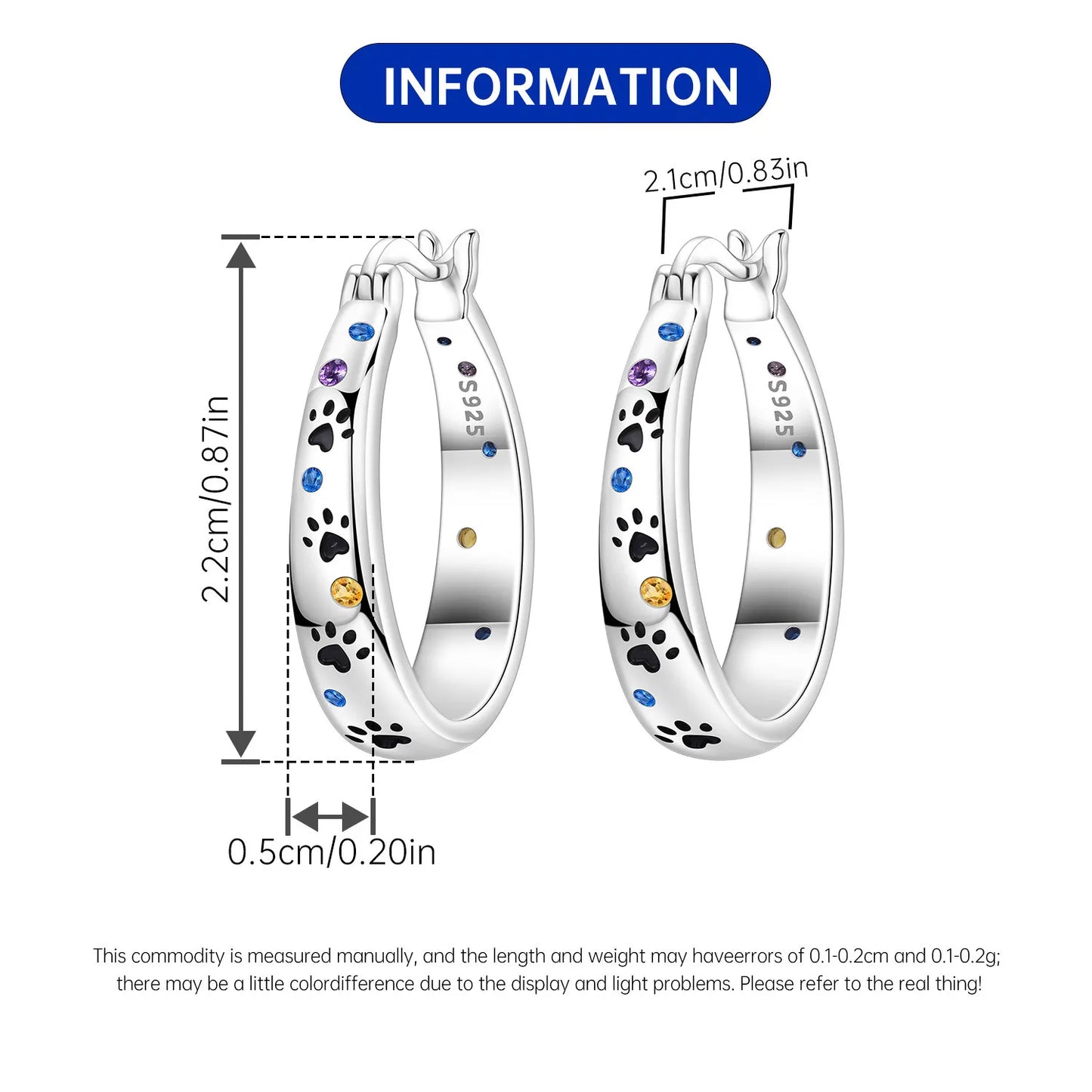 PANPOKI Original 925 Sterling Silver Blue Green Chameleon Earrings Women Hoop Earring Anniversary Jewelry Trendy Gifts