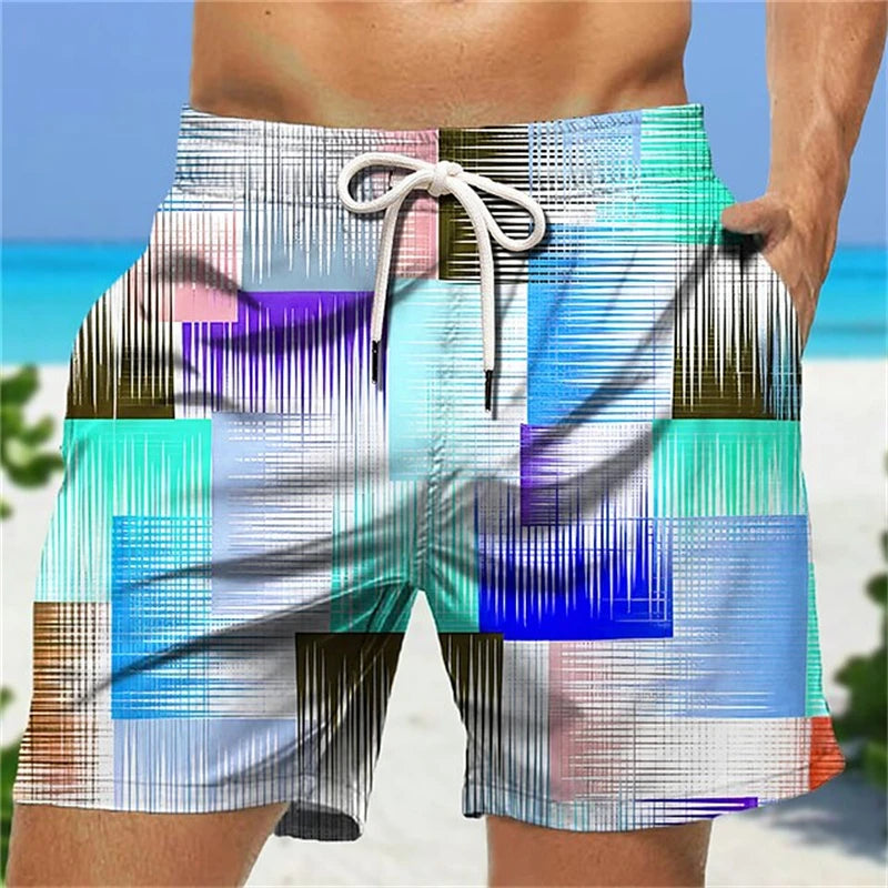 Men's 3D Graphic Geometry Beach Ice Shorts Holiday Hawaiian Swim Trunks Women Kids Quick Dry Casual Fashion Surfing Board Trunks