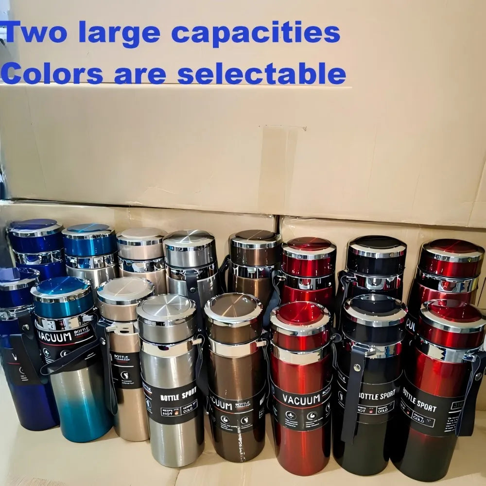 800ml/1000ml 316 Stainless Steel Thermos Cup Sports Home Travel Kettle Portable Sling Kettle Large Capacity Outdoor