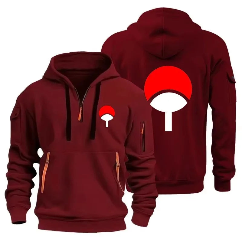 Naruto Anime Half Zipper Hoodie Casual Versatile Sweatshirt Comfortable Daily Fashion Zip-Up Sweatshirt for Fans