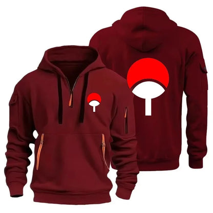 Naruto Anime Half Zipper Hoodie Casual Versatile Sweatshirt Comfortable Daily Fashion Zip-Up Sweatshirt for Fans