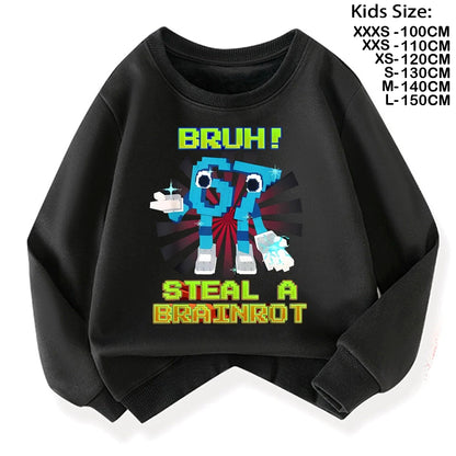 67 Six Seven for Childrens Steal A BrainRot Fashion Kids Hoodie Warm Sweatshirts Italian Brainrot Winter Clothing Cartoon Hoodie