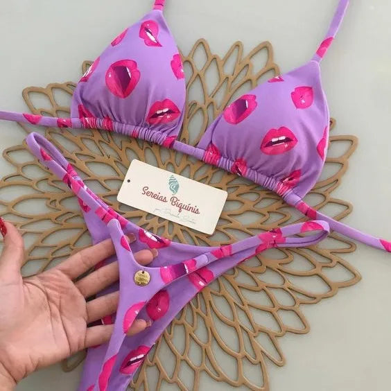 Womens G-String Bikini - Split Print Swimwear for Beach Holiday - ZOOMNSTORE