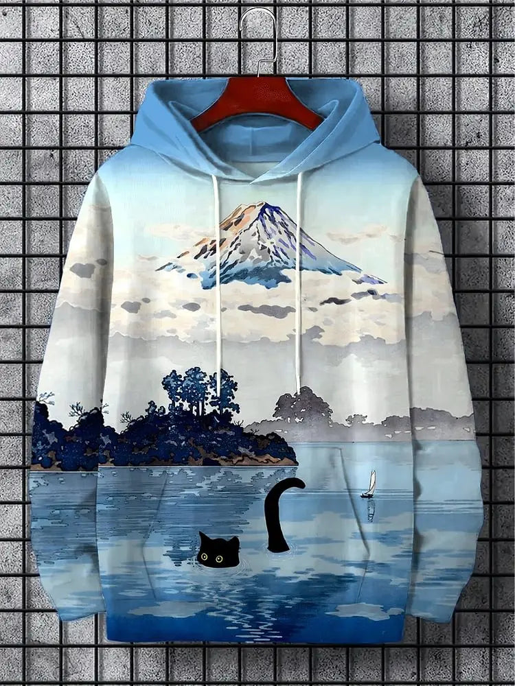 New Autumn And Winter Men's 3D Print Hoodies Japanese Harajuku Fashion Casual Sports Hooded Anime Beast Pattern Man Hoodie