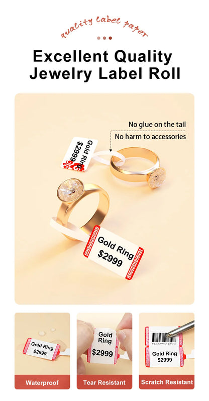 Self-adhesive Jewelry Label for DETONGER P1 Mini Portable Thermal Label Printer Wireless Inkless Logo Sticker Printer
