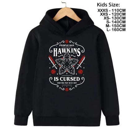 Demogorgon Hawkins Hoodies Kids Cartoon Anime Print Clothes Streetwear Basic Boys Tops Children Sweatshirts