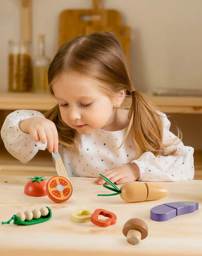 Robotime Robud Kitchen Pretend Toy Wooden Classic Game Educational Toy For Children Kids Gift Cutting Fruit Vegetable Food Set