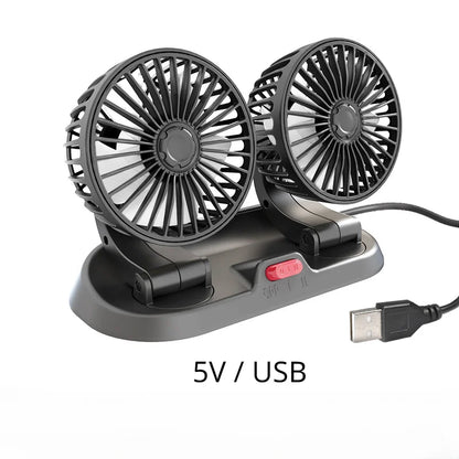 12V Automotive Fan Car Fan 24V 360° Adjustable 3-Head Air Fan Low Noise Multifunctional Temporary Parking Fan for Auto Vehicles