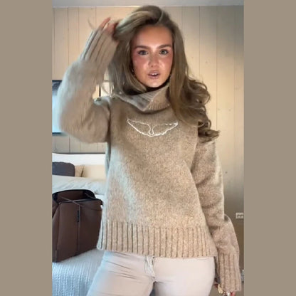 Sequin Angel's Wings Hoodies Women Chic Loose Long Sleeve Pullovers Top Slim Yoga Pant Set 2025 New Casual Lady Two Piece Sets