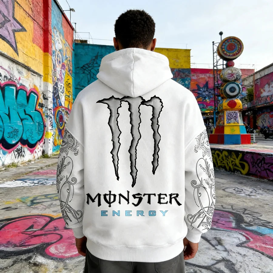 Monster Energy Hoodies – Charcoal Gray Streetwear Pullover For Men & Women