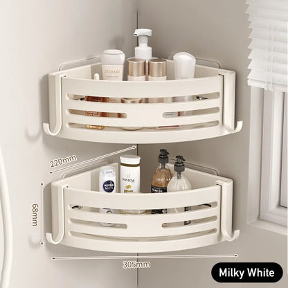 Aluminium Corner Bathroom Shelf - Self-Adhesive Towel Holder No Drill Wall-Mounted Organizer